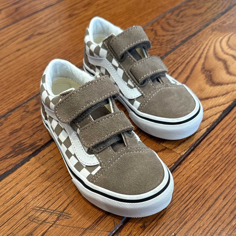 Vans Toddler Old Skool Sneaker, Checkered Walnut, Size 10.5